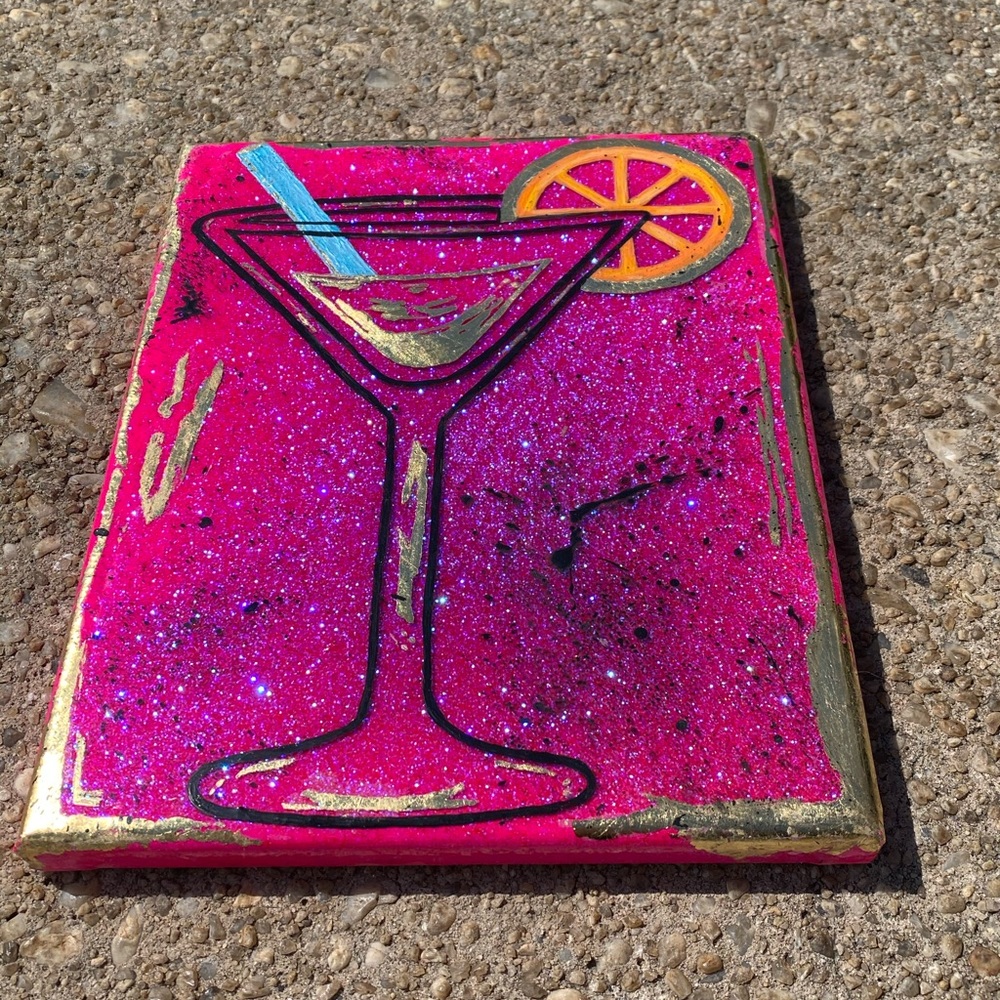 Original Resin & Acrylic Painting 💕 Martini Glass